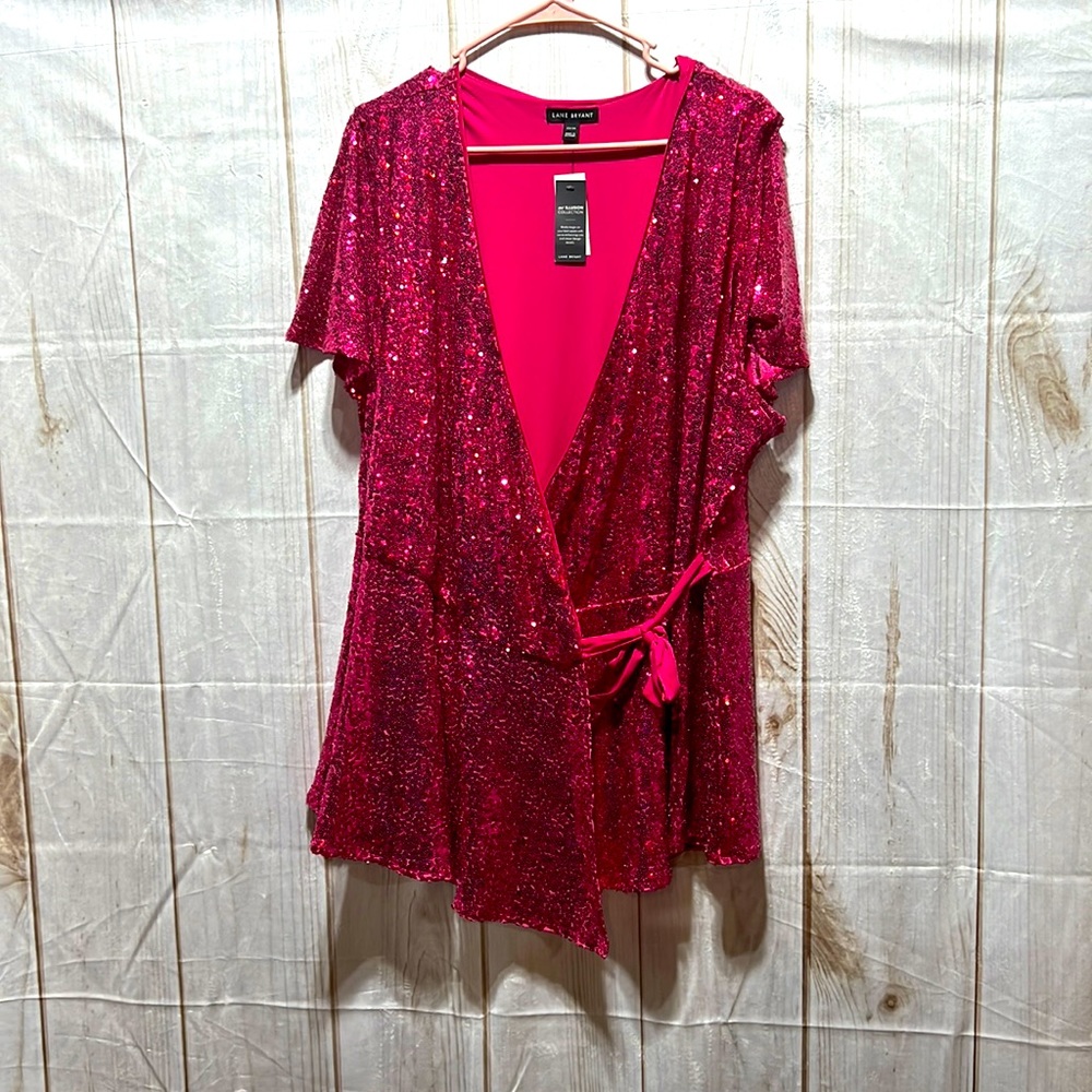 LB Bright Pink Sparkly Sequin Top